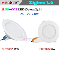miboxer 6w12w zigbee 3 0 rgbcct led downlight ac100240v ceiling light round panel lamp zigbee 3 0 remoteappvoice control