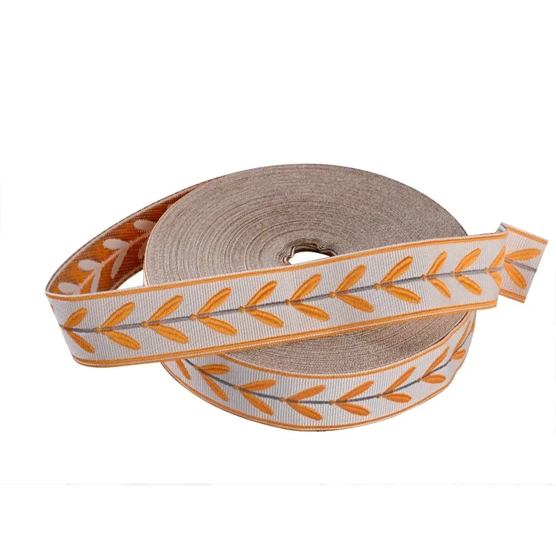 25 метров 3 см жаккардовая лента с отделкой в виде листьев жаккардовые ленты из