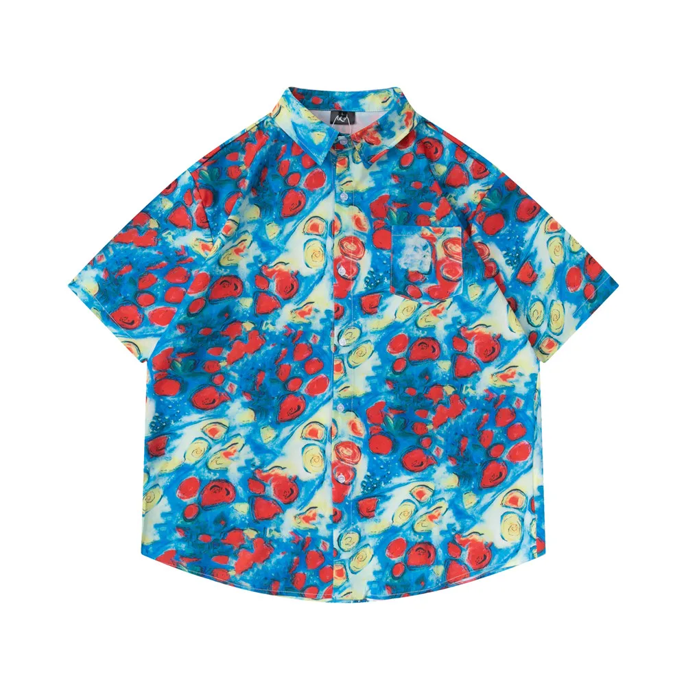 

OSCN7 Casual Printed Short Sleeve Shirt Men Street 2022 Hawaii Beach Oversize Women Fashion Harujuku Shirts for Men D2299
