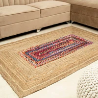 rug natural cotton and jute reversible handmade carpet modern look home decor rug