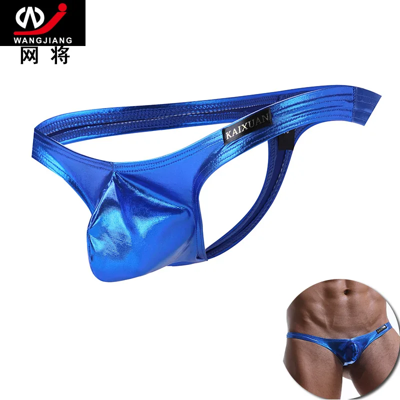 

Men's underwear Low waisted sexy U convex fun imitation leather T pants