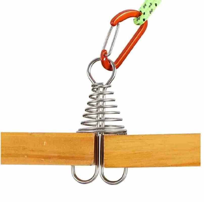 

10pcs Spiral Shaped Spring Octopus Deck Peg with Carabiner Hook Windstopper Rope Buckle Tent Hooks Board Pegs For Hiking
