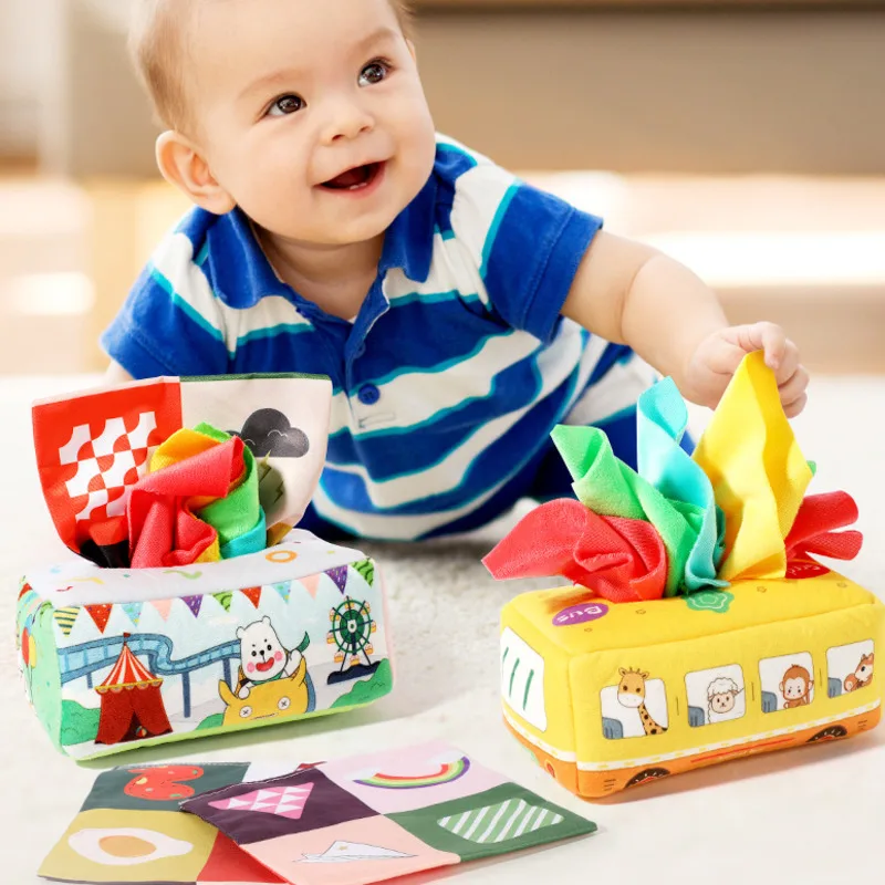 

Montessori Tissue Box Baby Toys Educational Learning Activity Sensory Toy For Child Finger Exercise Busy Board Babies Game Gift