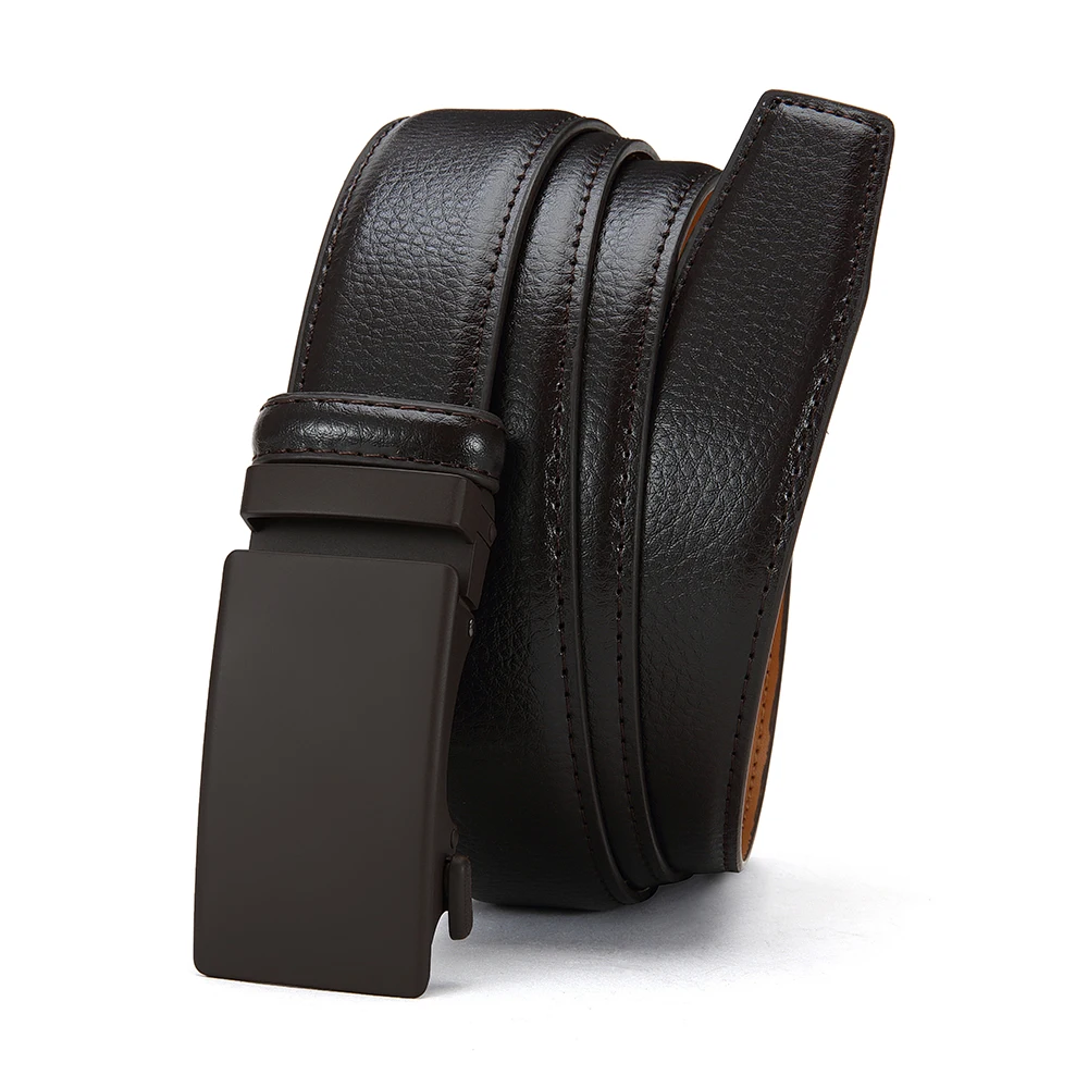 Мужской деловой кожаный ремень с классической регулируемой пряжкой из сплава