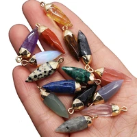 bullet shape black agate natural stone charms pendants for jewelry making diy earrings necklace tigers eye charms accessories