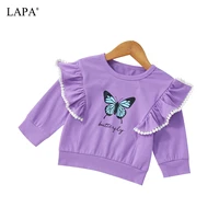 lapa baby girls 3 24m long sleeve 1 piece casual basic round neck purple all season tops blouse sweatshirt
