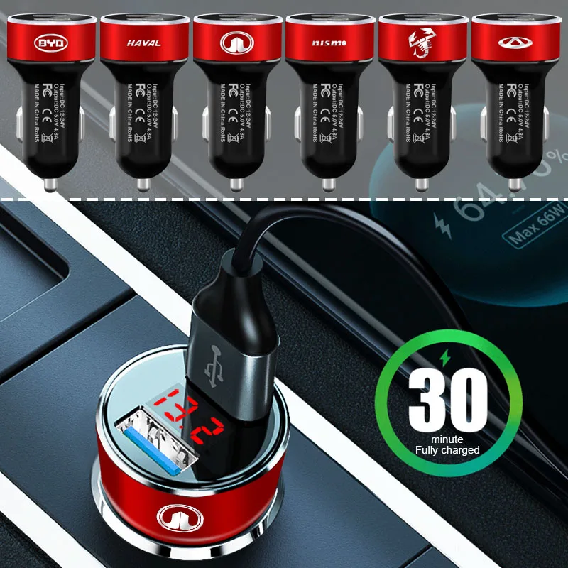 

5.4A Car Charger DC Dual USB Adapter LED Cigarette Lighter Voltmeter for Ford Mustang Zapatillas Miniatura Mujer 2005 2010 2014
