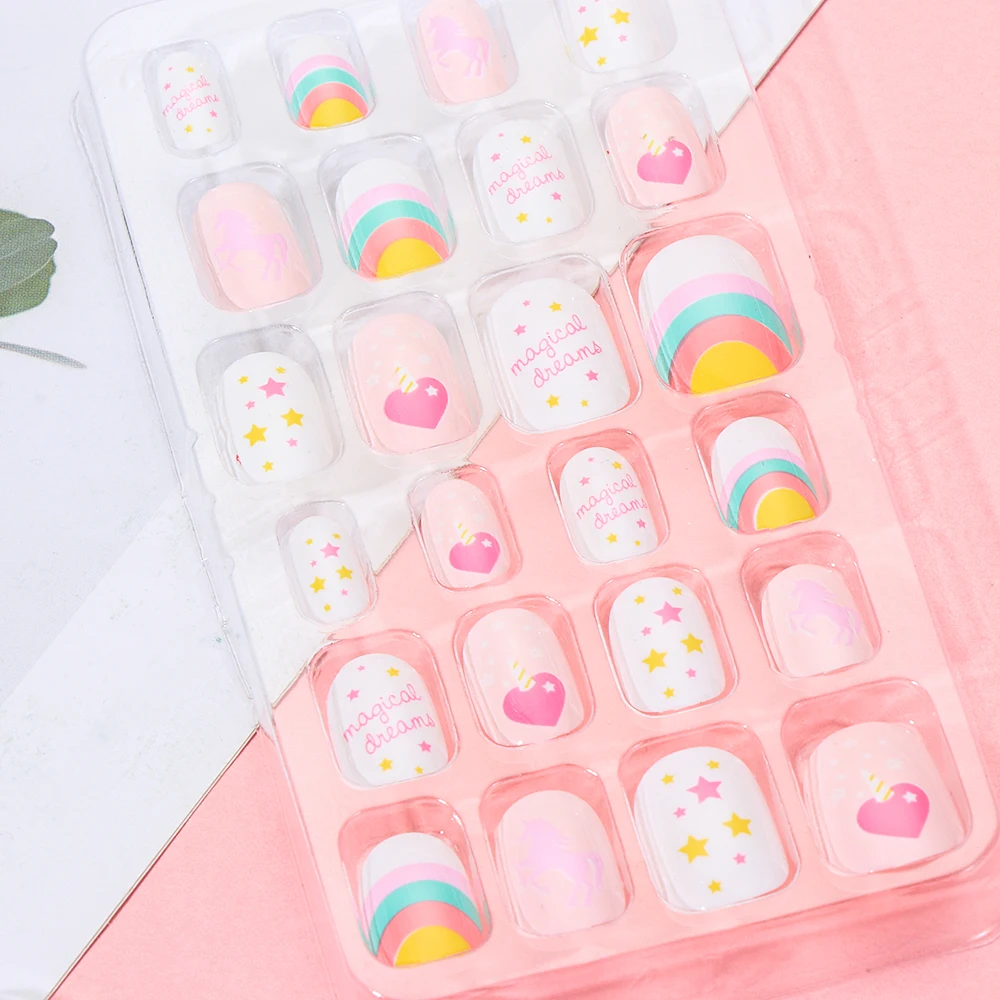 24 шт./коркор. новые модные детские накладные ногти в виде конфет Детские