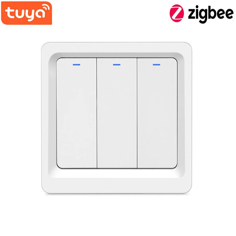

Умный выключатель света Tuya ZigBee, ЕС переключатель Без нейтрального провода, без конденсатора, работает с Alexa Google Home, 2/3 клавиши
