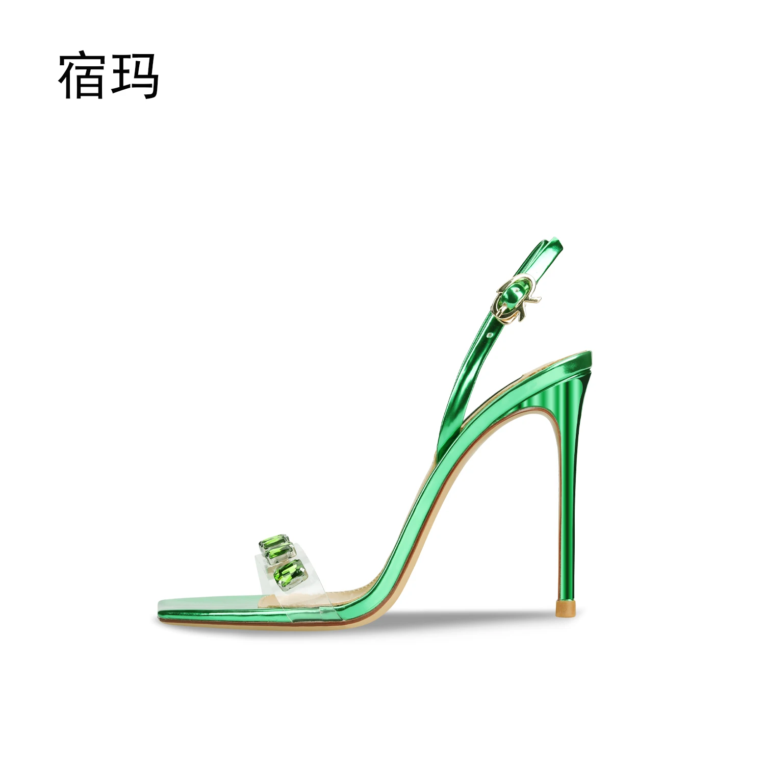 Women's Sandals Summer 2023 New Ankle Strap Genuine Leather Open Toe High Heels Crystal Fashion Casual Stilettos Ladies Shoes
