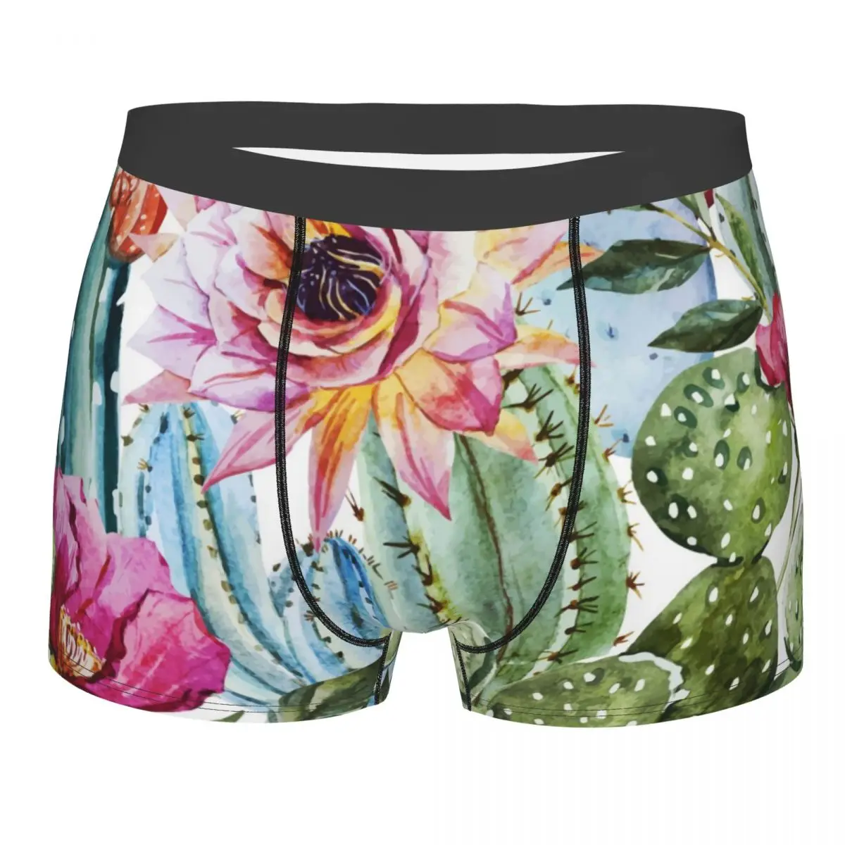 

Underwear Male Panties Underpants Boxershorts Watercolor Flowers Roses And Cactus Men Boxers Sexy Boxer Homme