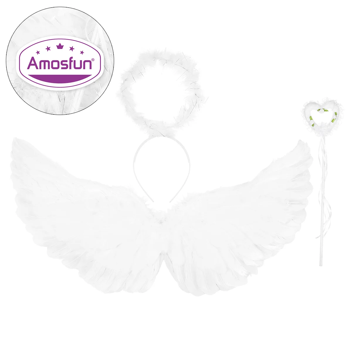 

Amosfun 3pcs Children Performance Props Angel Wing Hair with Fairy Wand for Party Banquet Show