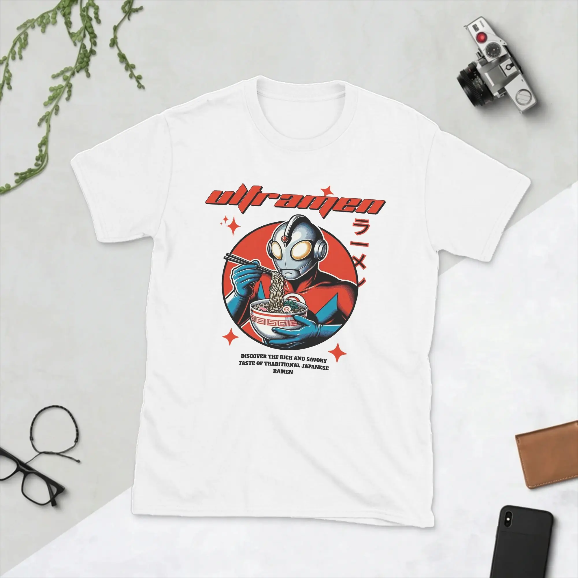 Фото Футболка Ultraman Japan Sci-Fi Funny Noodle Love Ramen для мужчин, хлопковая футболка с круглым вырезом и короткими рукавами, одежда больших размеров №1