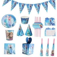 disney set party frozen anna olaf theme birthday party disposable tableware set decorations photo props frozen party supplies