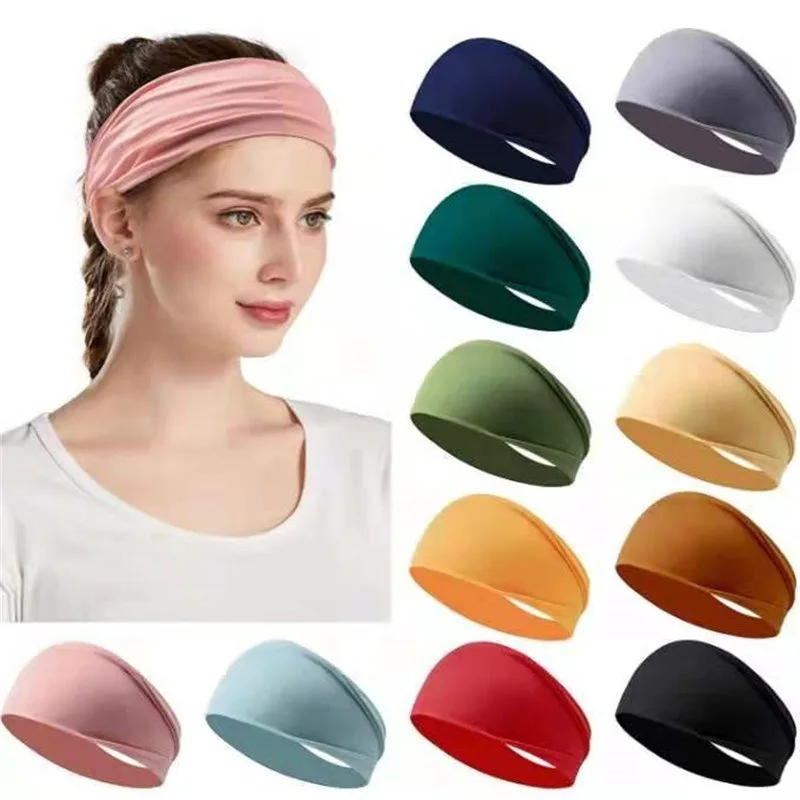 

Exercise headband Yoga sweatband Men's and women's running fitness headband elastic cotton headband Solid color hair accessories