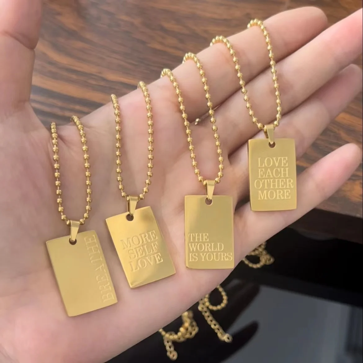 Мужская цепочка из нержавеющей стали Геометрическая квадратная с подвеской