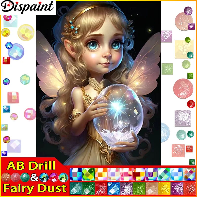 Dispaint Fairy Dust AB 5D Алмазная вышивка Набор для рукоделия &quotДевочка Снежные Крылья&quot