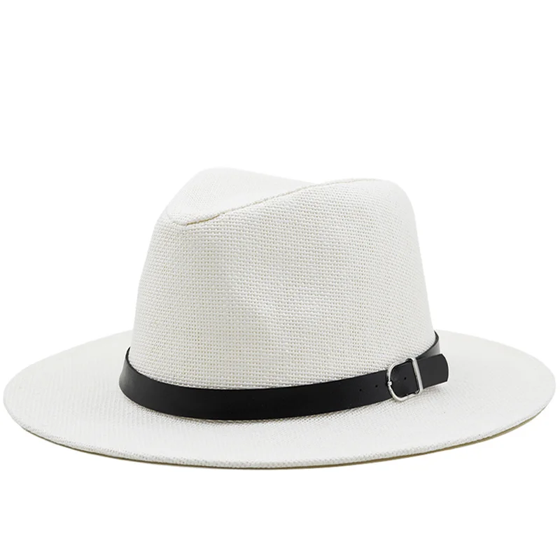 

Summer Women Men New Straw Sun Hat With Wide Brim Panama Hat For Girl Beach Fedora hat Jazz Hat Size 56-58CM