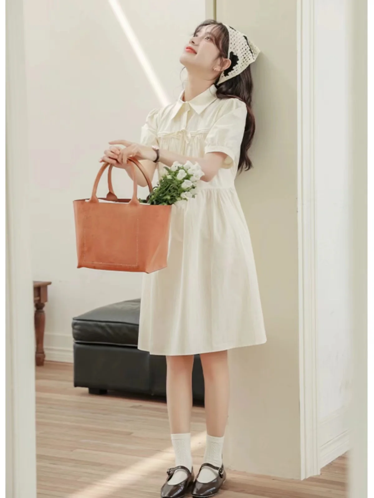 Женское платье-рубашка с отложным воротником повседневное элегантное