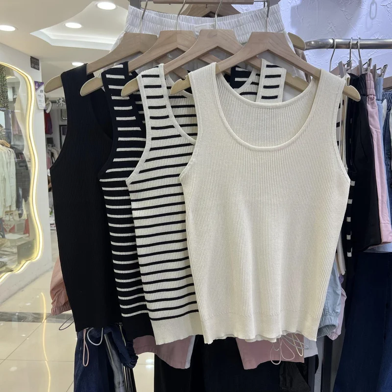Простой вязаный жилет лето 2023 новая модная утягивающая внутренняя одежда