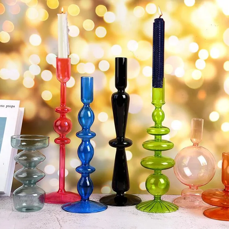 

Glass Candle Holder Candlesticks Wedding Decoration Home Decor Candle Stand Nordic Wedding Dining Party Table Decorations