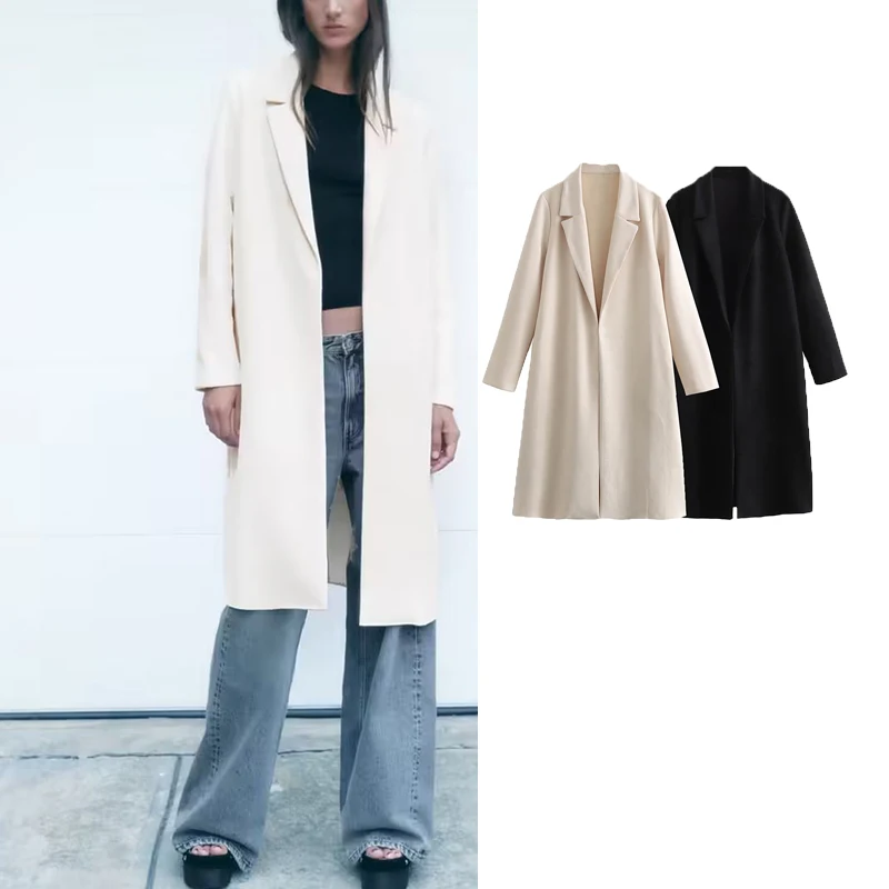 

TRAF Women Winter Coat Casual Warm Long Coats For Women Soft Long Sleeve Woolen Coat Woman 2023 Women's Overcoat Cardigan