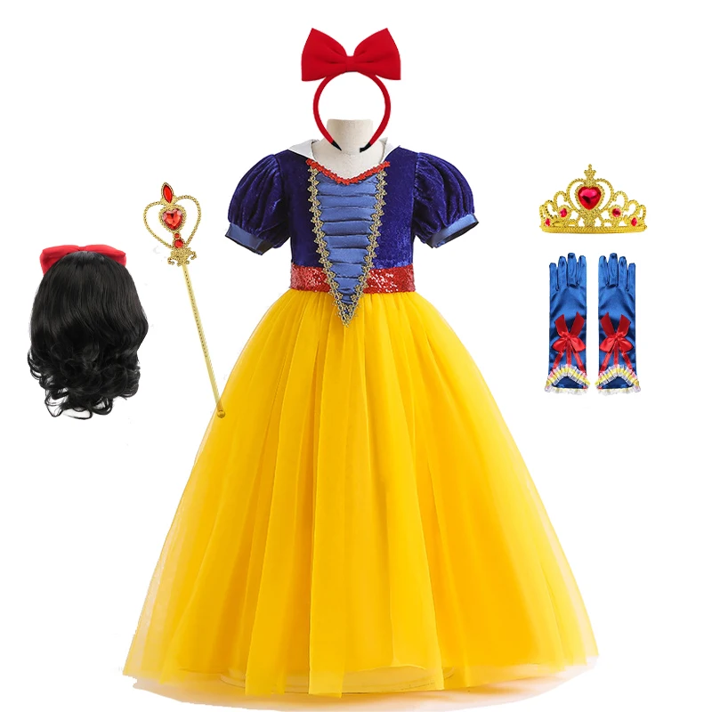 

Белоснежное платье с блестками для девочек, маскарадное платье для девочек, детский карнавал, Рождественская вечеринка, костюм принцессы, д...