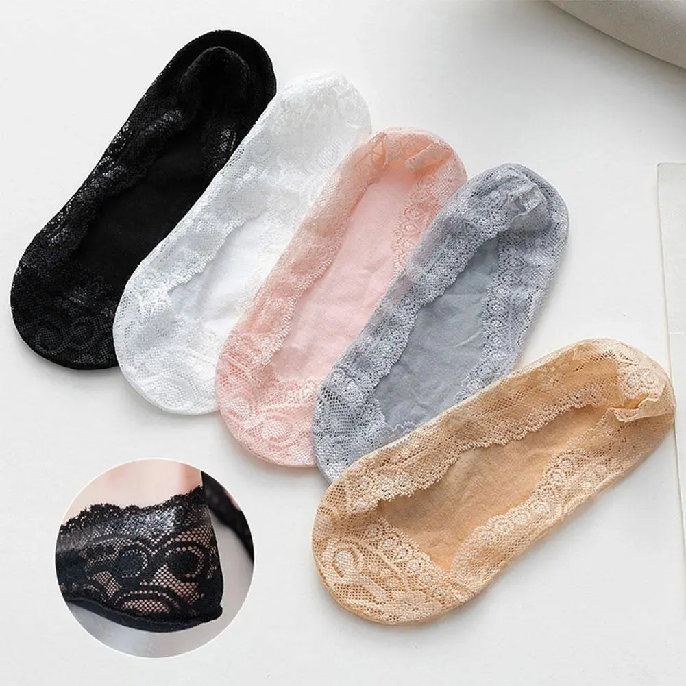 

1 Pair Ladies Lace Socks Fashion Invisible Anti-slip Ankle Socks Women Summer Thin Socks Girls No Show Sock Non-slip Wholesale