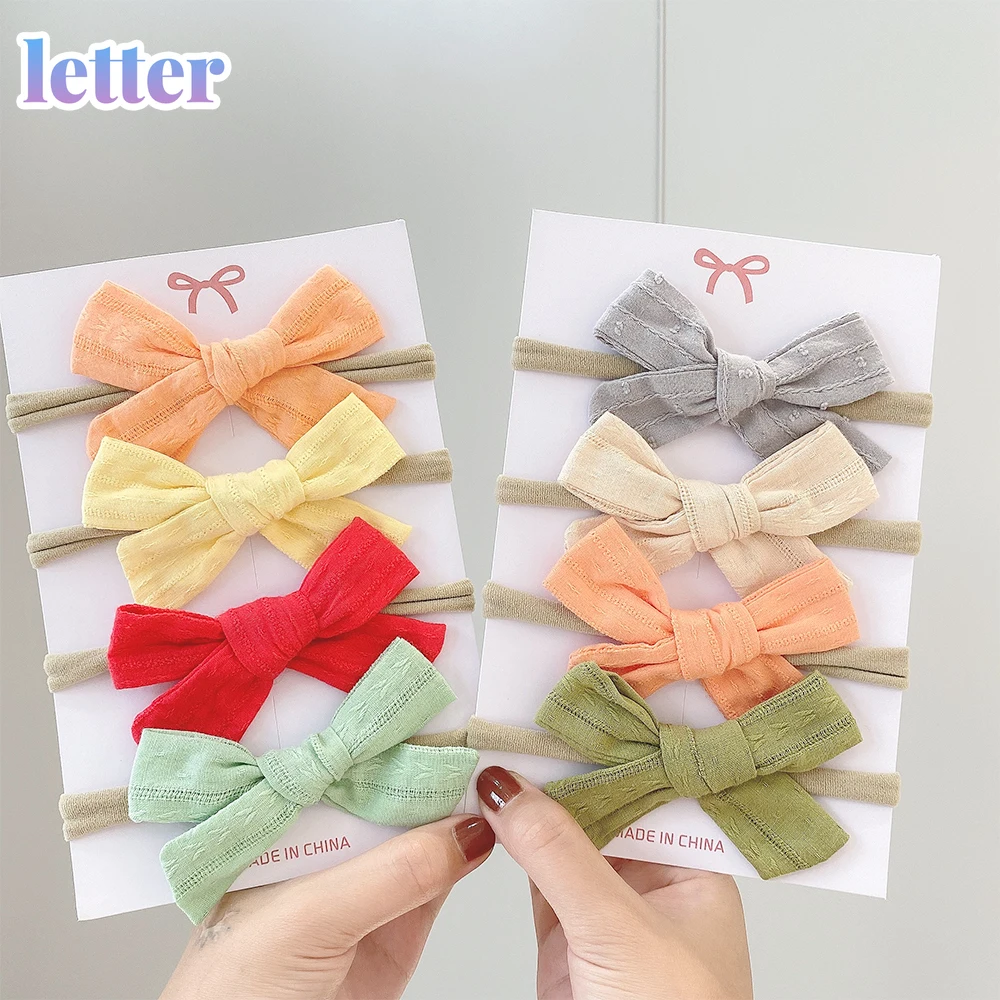 

4PCS/Set Solid Color Nylon Baby Headband Girl Newborn Headbands Soft Cotton Elastic Hair Bands GiftsTurban Kids Hair Accessories