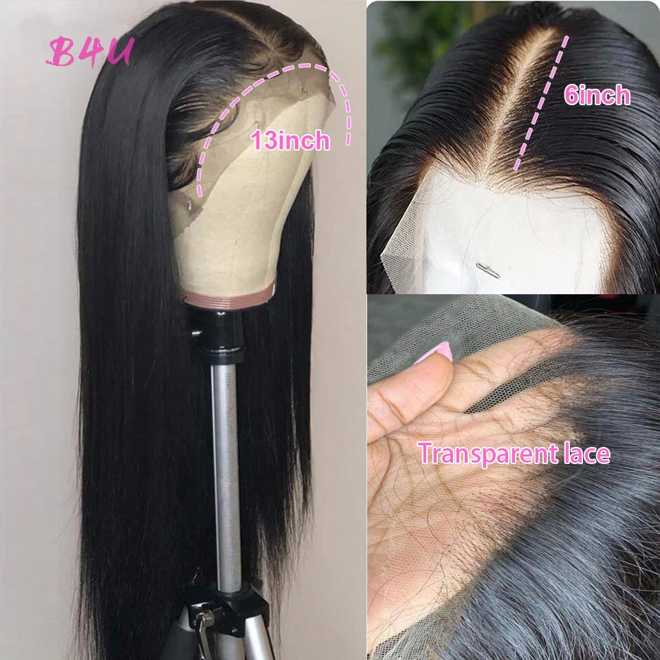 Straight Lace Front Wigs Transparent Lace Frontal Human Hair Wig B4U Hair Brazilian Straight Lace Closure Wig For Black Women enlarge