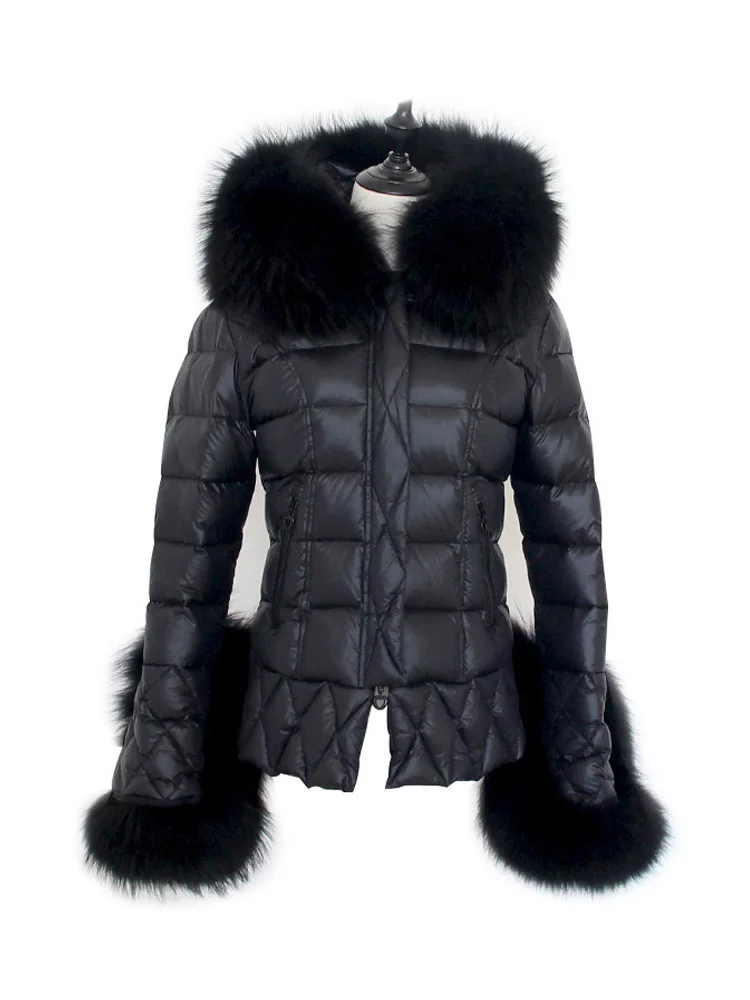 

Janveny Real Raccoon Fur Hooded 90% White Duck Down Coat Women Winter Puffer Jacket Thick Warm Female Feather Parkas Outwear