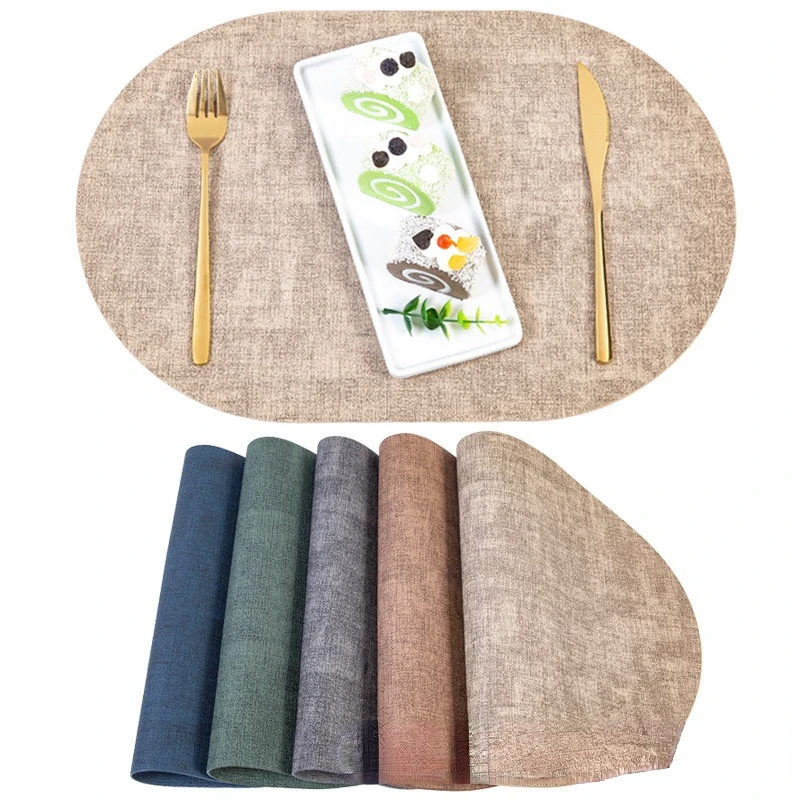 

Кожаные подставки в скандинавском стиле для еды, двусторонние креативные тканевые узоры, ПУ овальные коврики в западном стиле, водонепрони...