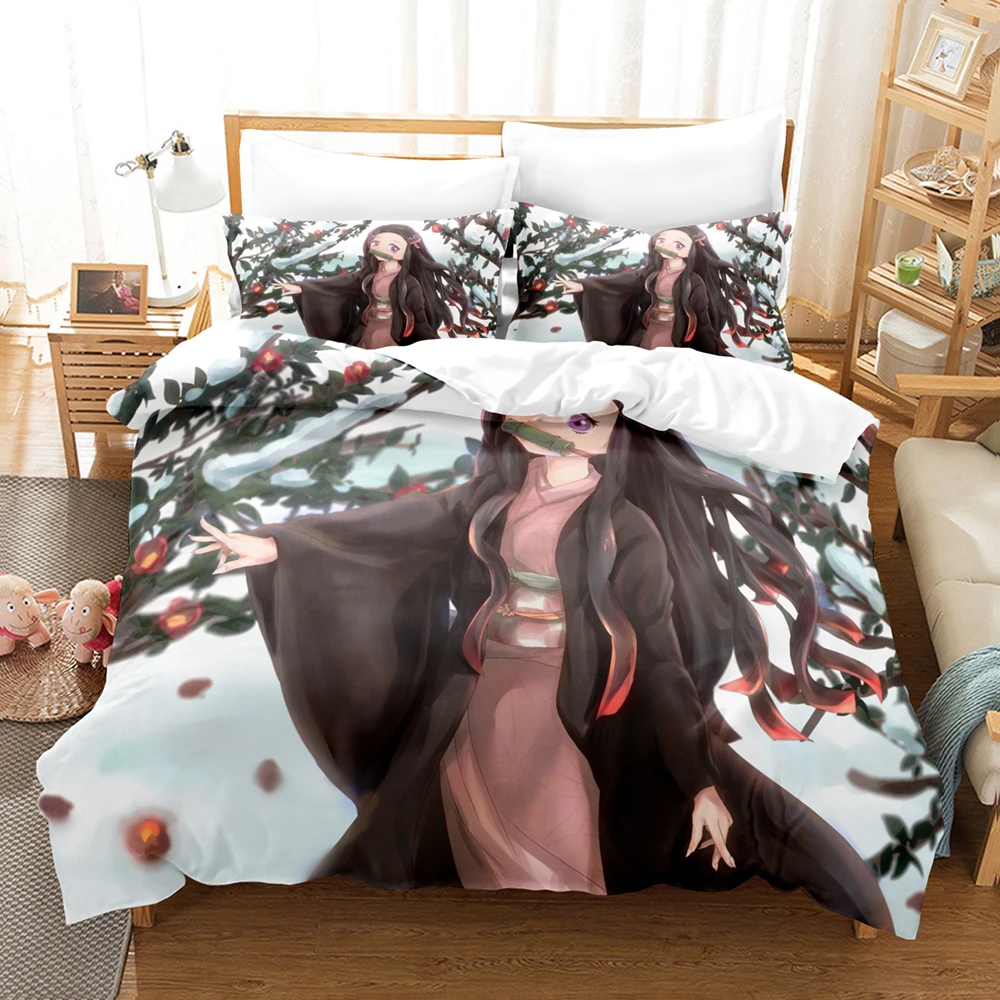 

Kamado Nezuko Bedding Set Single Twin Full Queen King Size Demon Slayer Bed Set Aldult Kid Bedroom Duvetcover Sets 3D Print 039