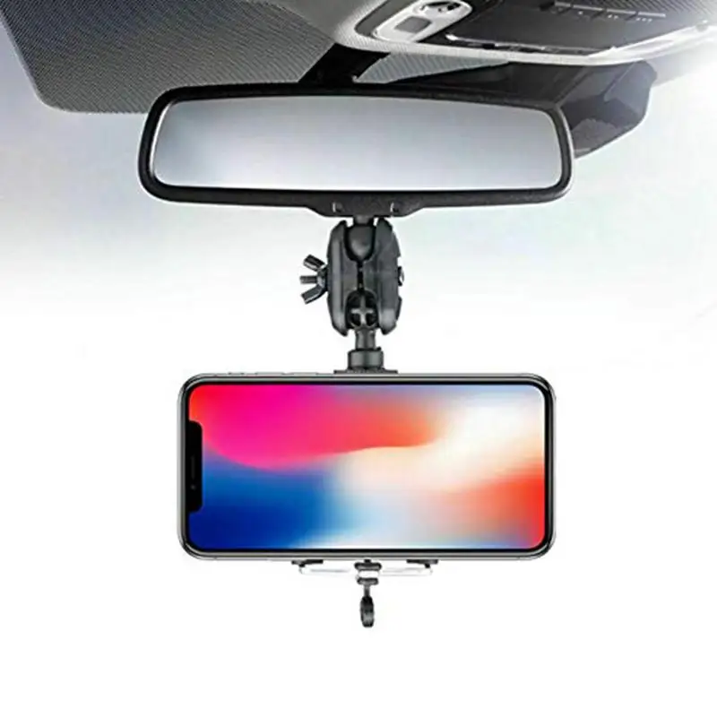 

Car Rearview Mirror Phone Holder Auto Phone Mount With 360 Degree Rotation Automobile Skid Proof Cell Phone Bracket Accessory