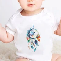 exquisite new watercolor dreamcatcher graphics casual newborn romper aesthetic trend harajuku o neck baby girl boy onesie