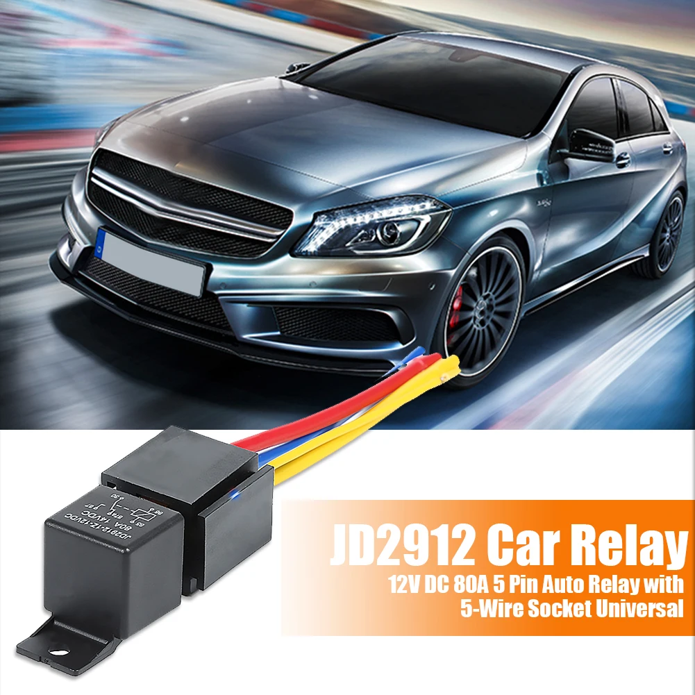 

Реле JD2912, 12 В, 80 А, 5-контактный автомобильный преобразующий тип, модификация типа с 5-проводным универсальным гнездом