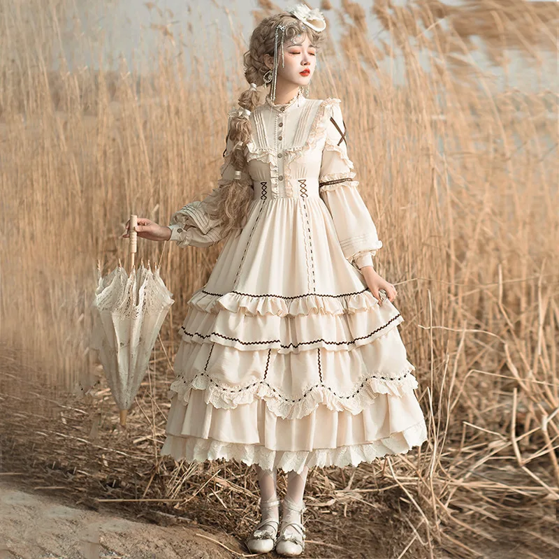 

NONSAR Shepherdess Long Sleeve OP Lolita Dress Original Design CLA Country Style Detachable Hem Dress