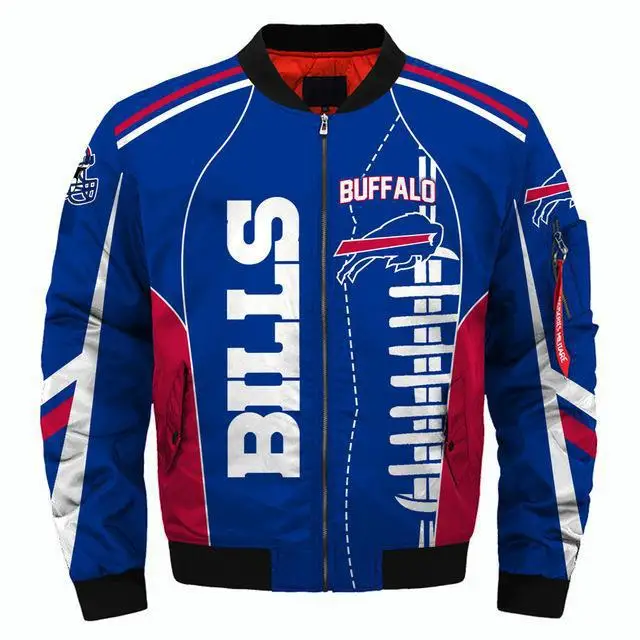 

Buffalo Men Bills Winter Jacket coat Fashion stitching 3D Digital Print baseball uniform football zipper Bomber Jackets Warm