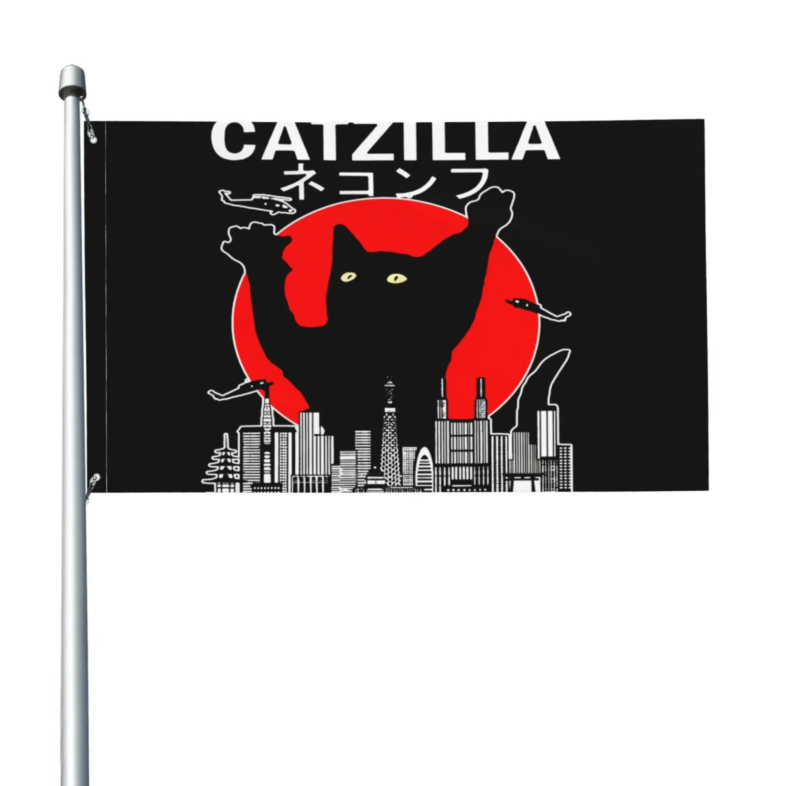 Баннер для улицы в японском стиле закат кошки котёнка котенка из полиэстера -