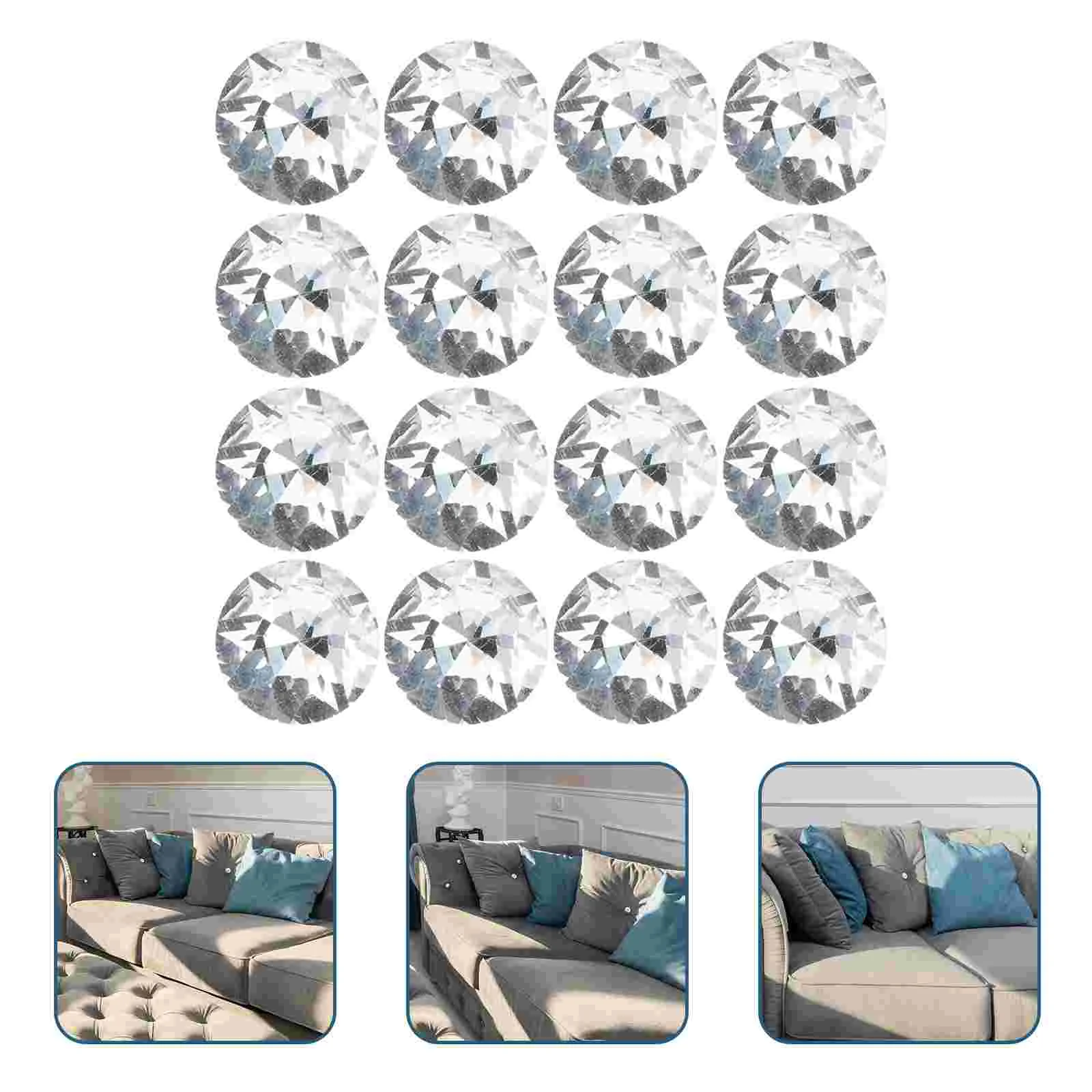 

30pcs Clear Sofa Upholstery Nails Rhinestone Round Buttons Sofa Bed Headboard Button Rhinestone Crystal Buttons