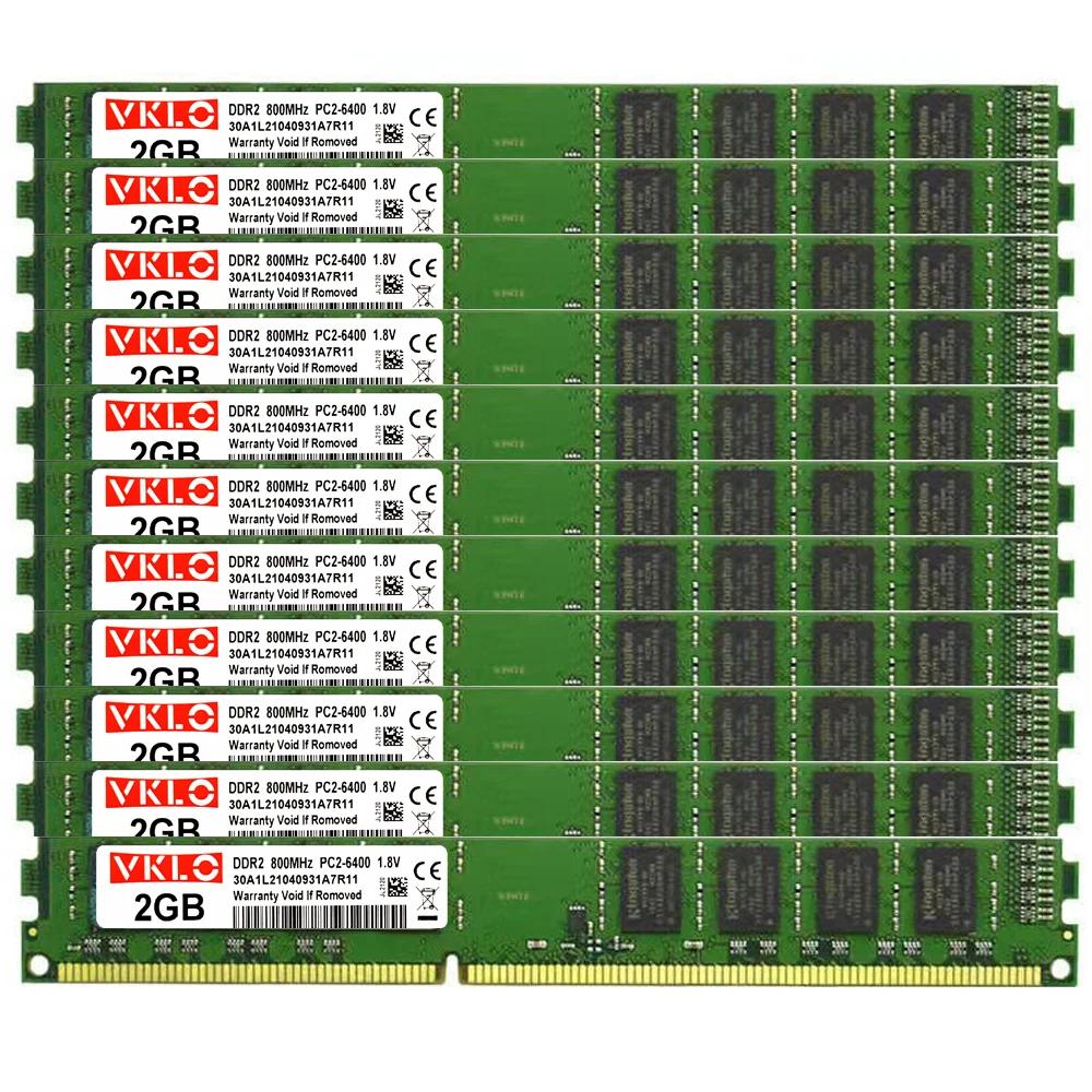 10PCS Set DDR2 2GB 800Mhz PC2-6400 DIMM Desktop PC RAM 240 Pins 1.8V NON ECC Wholesale Price