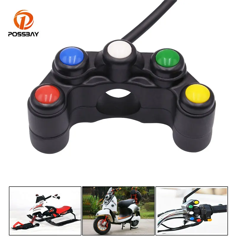 

Motorcycle 5 Buttons plastic 22mm Handlebar Fog Light Horn Switch Waterproof Kit For Motorcycle Tricycle Vehicle Electric