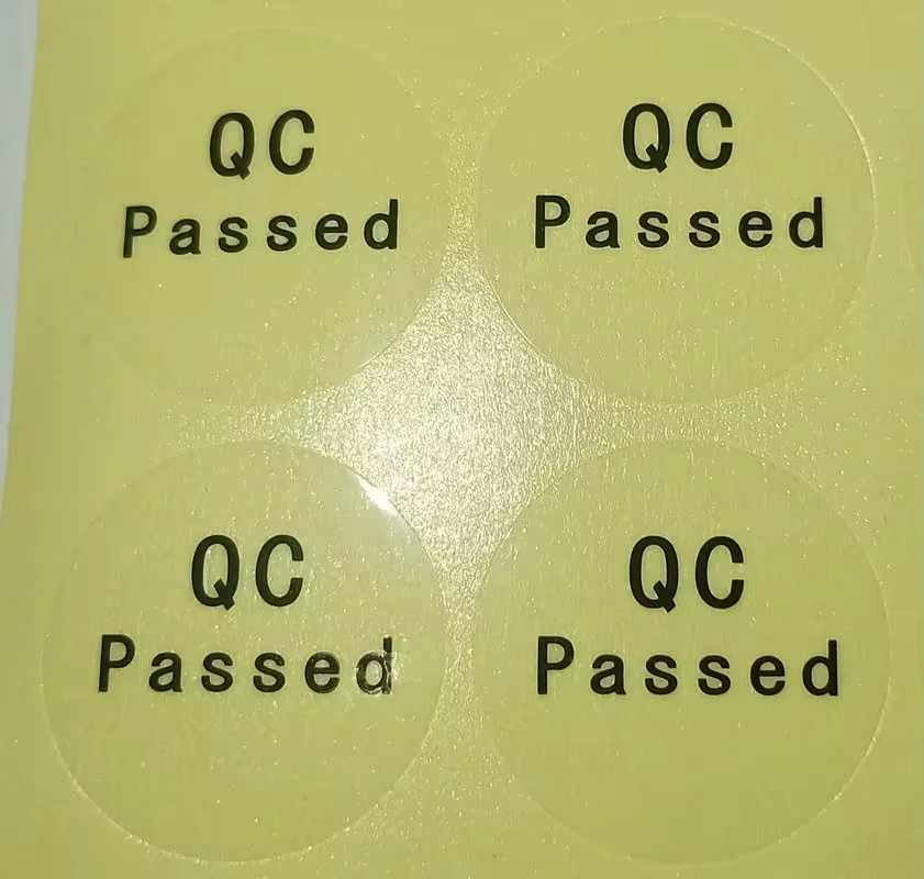samoprzylepna etykieta niestandardowa naklejka na etykietę QC PASSED 5000 arkuszy/partia przezroczysty kolor okrągły czarny wo