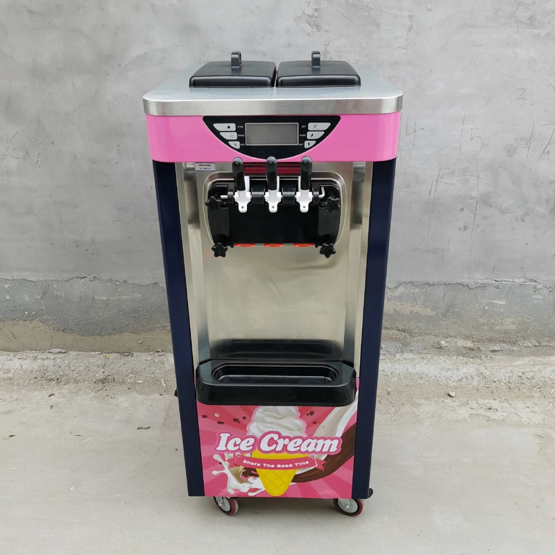 

3 Flavor Soft Ice Cream Making Machine Commercial Vertical 110 220V Ice Cream Maker