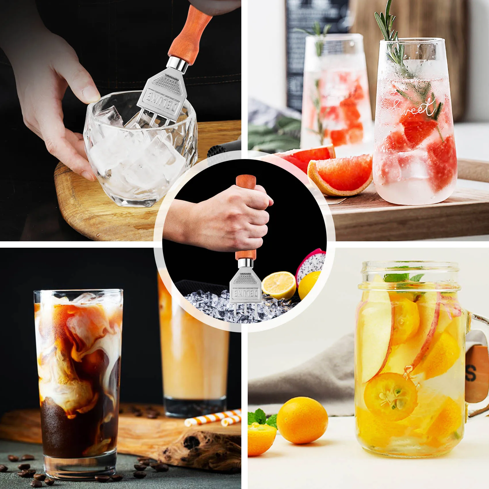 Измельчитель льда — прочный измельчитель с ручкой из цельного дерева