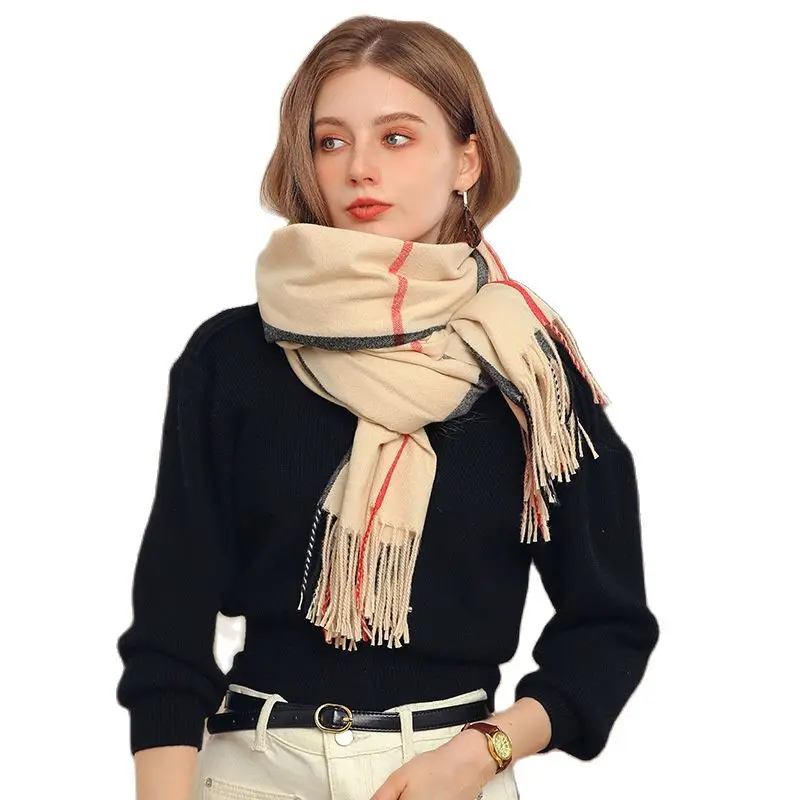 

Женский клетчатый шарф Visrover, роскошный брендовый зимний шарф, кашемировая шаль, пончо в шотландскую клетку,