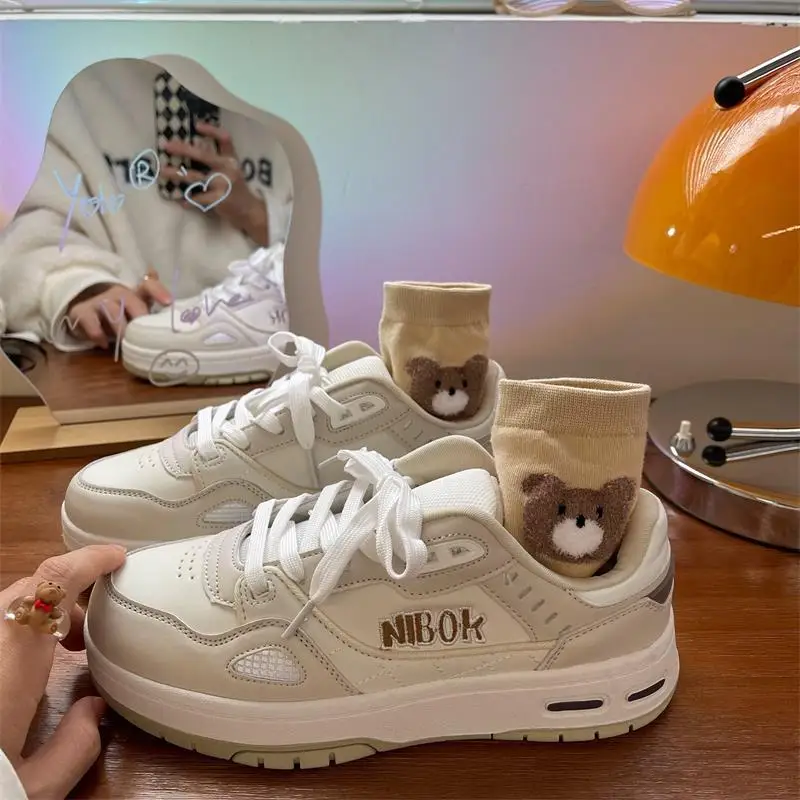 

2022 Fashion Zapatillas Mujer Spring Letter Embroidery Casual Woman Vulcanize Shoes Patchwork Students Outdoor Sports Sneakers