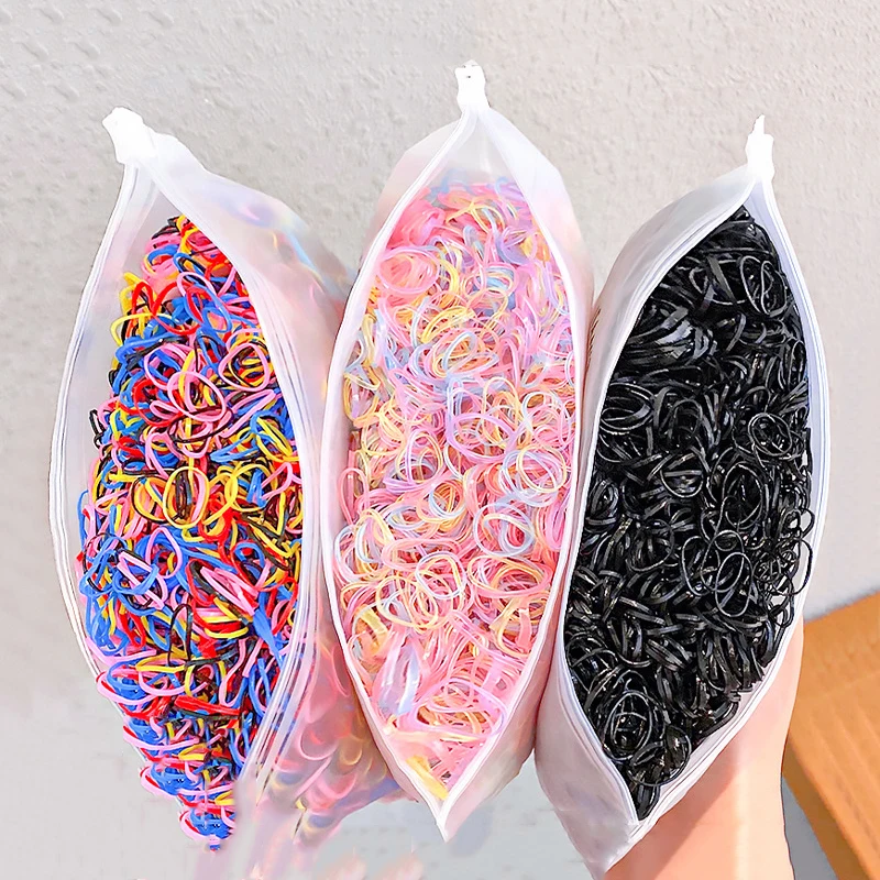 

2000Pcs/set Kids Colorful Elastic Rubber Band Disposable Gum Hair Bands Girls Headwear Child Ponytail Scrunchie Hair Accessories