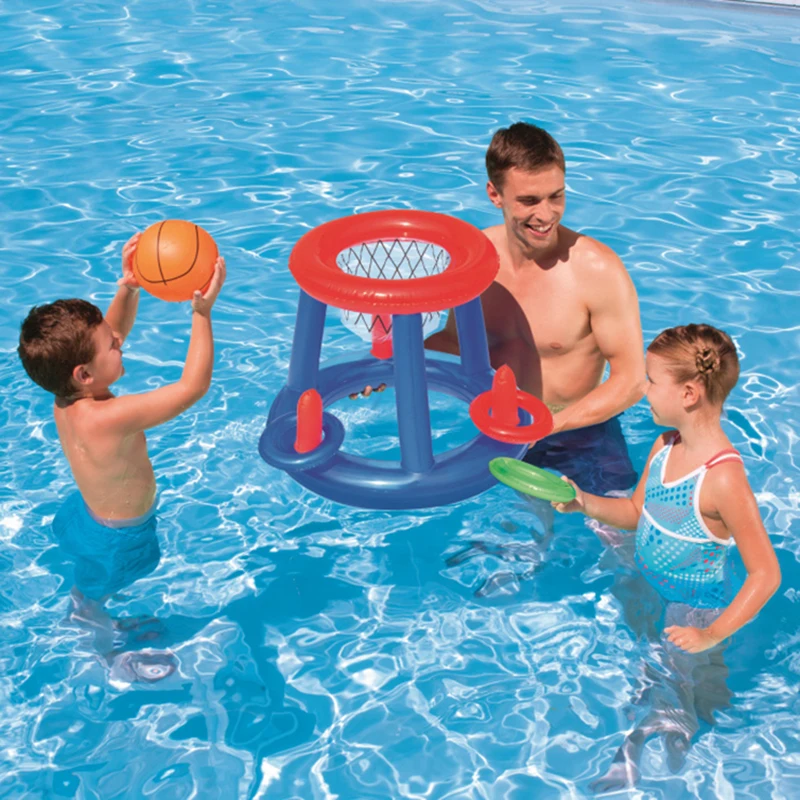 Swimming Pool Basketball Hoop Set Inflatable Floating Hoops with Ball Rings for Kids Teens Adults Perfect Competitive Water Play