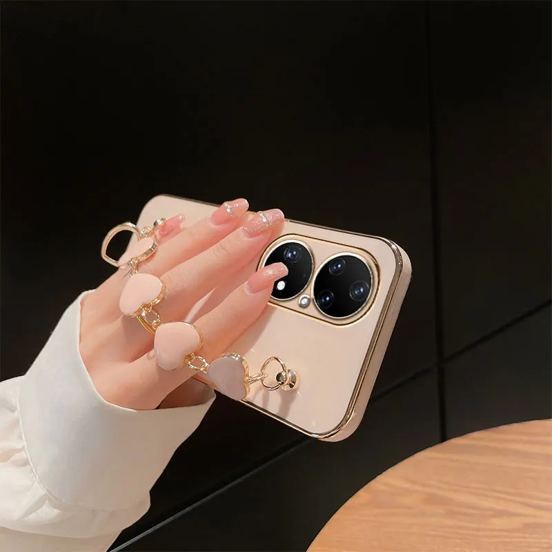 New Luxury Bracelet Cover For Huawei P50 Pro Case For Huawei P50 Silicone Case for Huawei P 50 p30 p20 p40 Lite P50 Pro Case